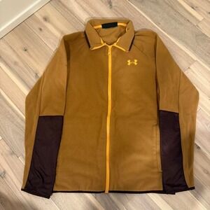Under Armour fleece jacket in brown and yellow zip up Sz Med